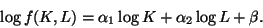 \begin{displaymath}\log f(K,L) = \alpha_1 \log K + \alpha_2\log L + \beta.\end{displaymath}