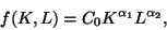 \begin{displaymath}
f(K,L) = C_0K^{\alpha_1}L^{\alpha_2},\end{displaymath}