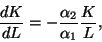 \begin{displaymath}\frac{dK}{dL} = -\frac{\alpha_2}{\alpha_1}\frac{K}{L},
\end{displaymath}